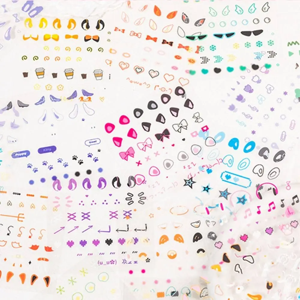 24 unids/set de pegatinas autoadhesivas para uñas sin repetición, pegatinas de dibujos animados multifunción, pegatinas de tazas suaves en relieve para decoración de uñas