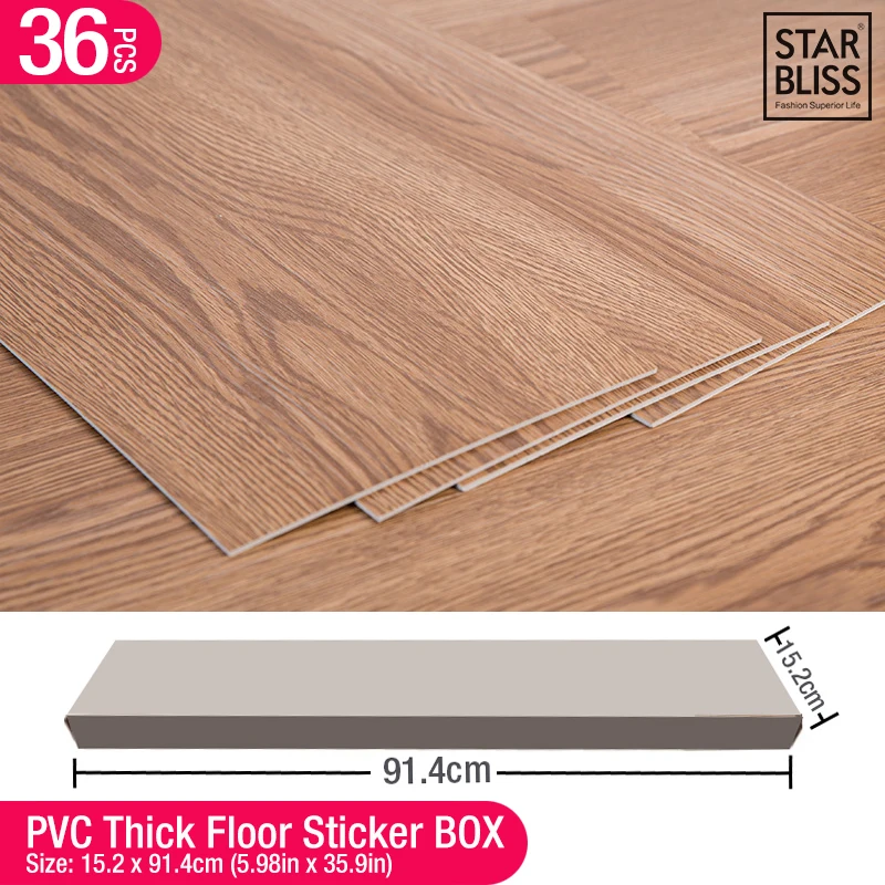 36pc wood grain floor wall sticker Self-adhesive modern style PVC living room toilet kitchen home floor decor waterproof sticker