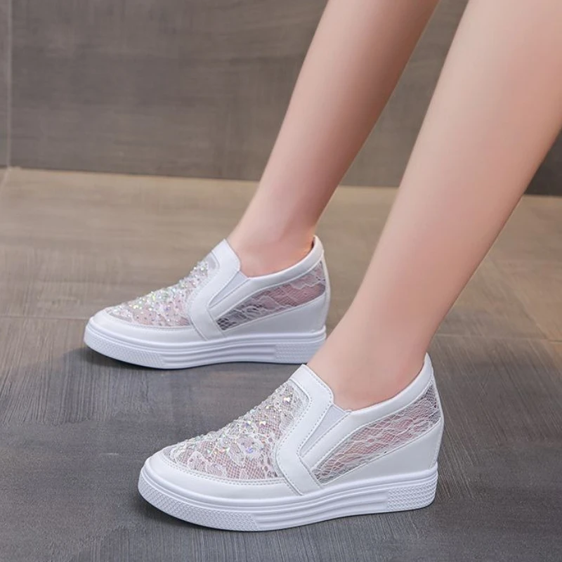 2026 Summer New Women Breathable Hollow Out Mesh Slip On Hidden Wedge Heel Casual Shoes Lightweight Versatile Ladies Elevator - view 5