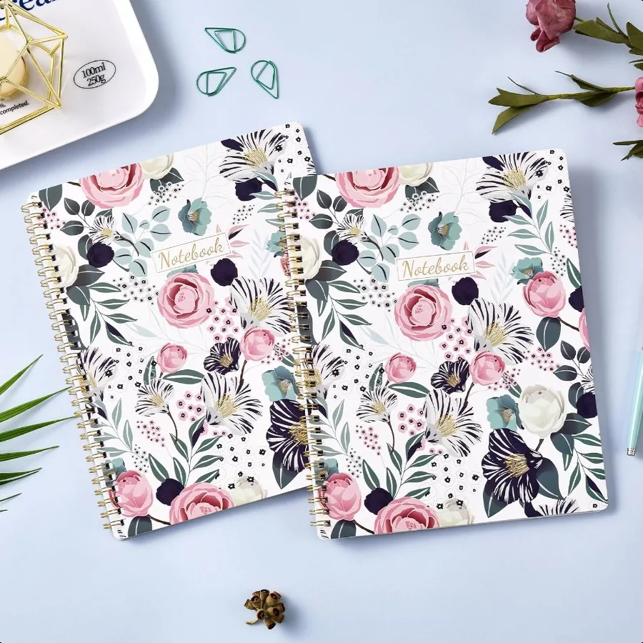 ショップアール スパイラルノート ノートブック ジャーナル ノート スパイラル綴じ 厚紙 バックポケット付き ノートブック 仕事用 8.5 x 11 160ページ