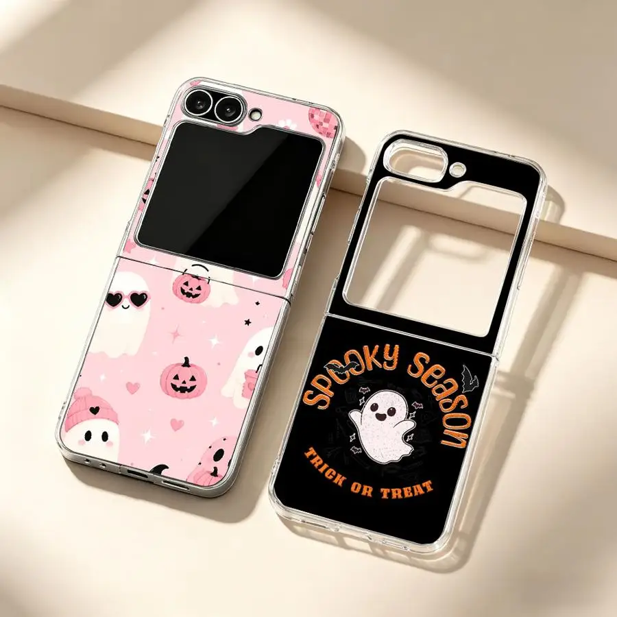 Transparent Soft Phone Cover Case for Samsung Galaxy Z Flip 8 7 Z Flip 6 5 4 3 ZFlip7 FE ZFlip3 ZFlip5 ZFlip6 ZFlip4 Cute Ghost