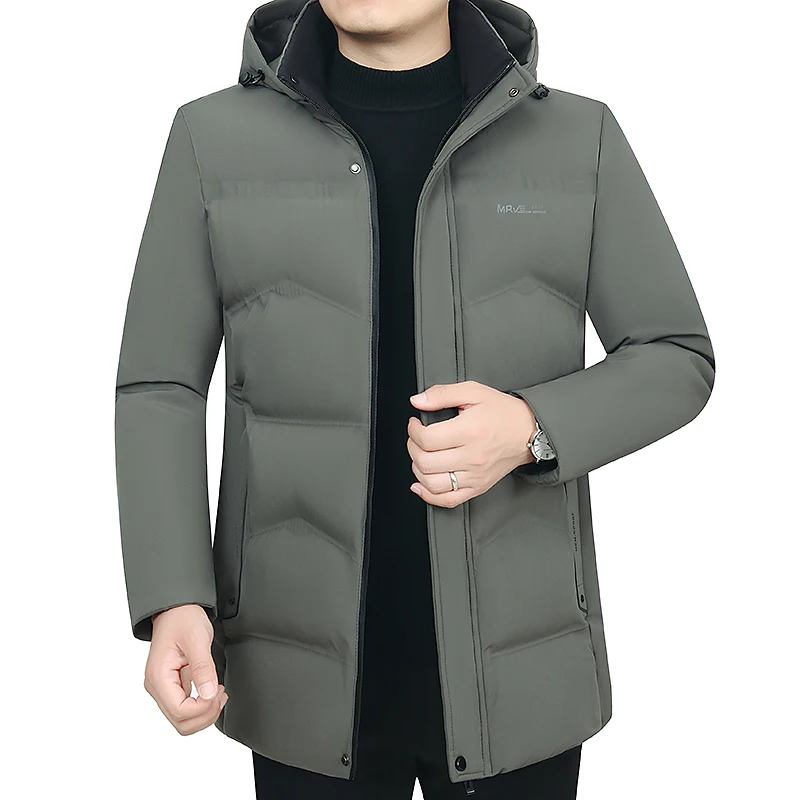 Winter Fashion Men Long Parkas Coat Solid Slim Fit Warm Thicken Jacket Outwear Coat Hooded Cotton-padded Zipper Parka Overcoat