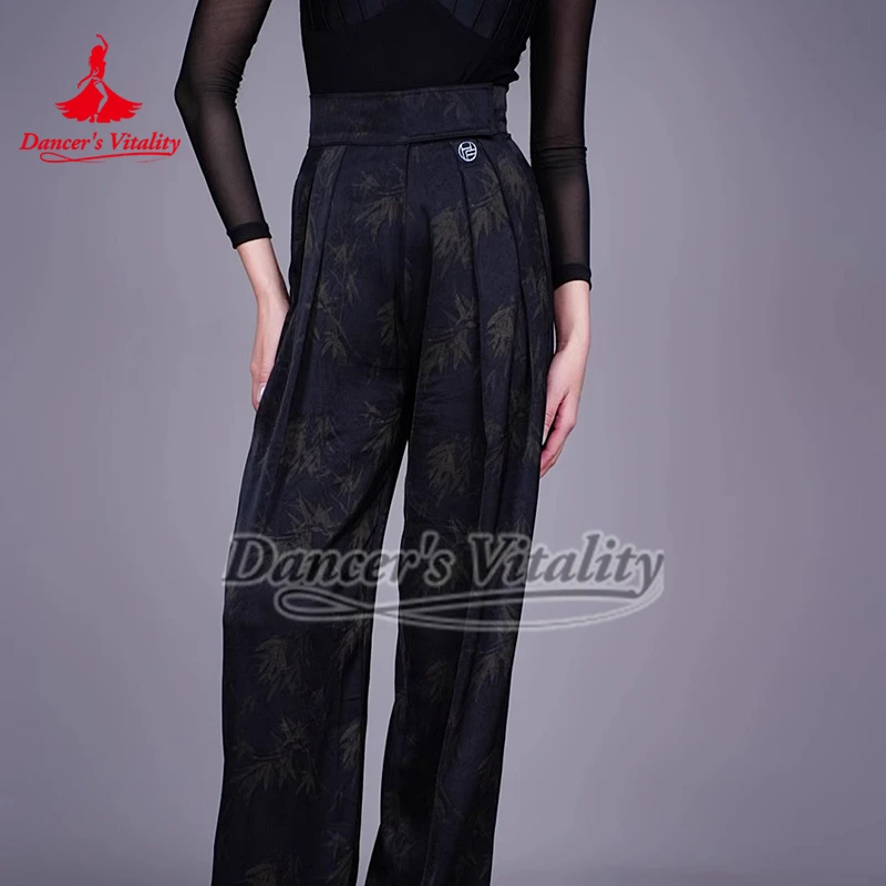 Pantalon de danse latine et sociale de style chinois, jambe droite, Chacha valse, Tango, cours d'entraînement, Costume de groupe, pantalon pour adulte