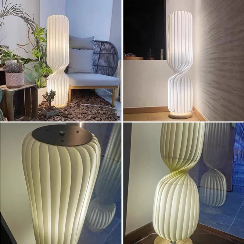 SANDYHA Modern Nordic Stylish LED Floor Lamp Pleated White Fabric Ideal for Living Room Bedroom Dining Room Home Lighting Decor
