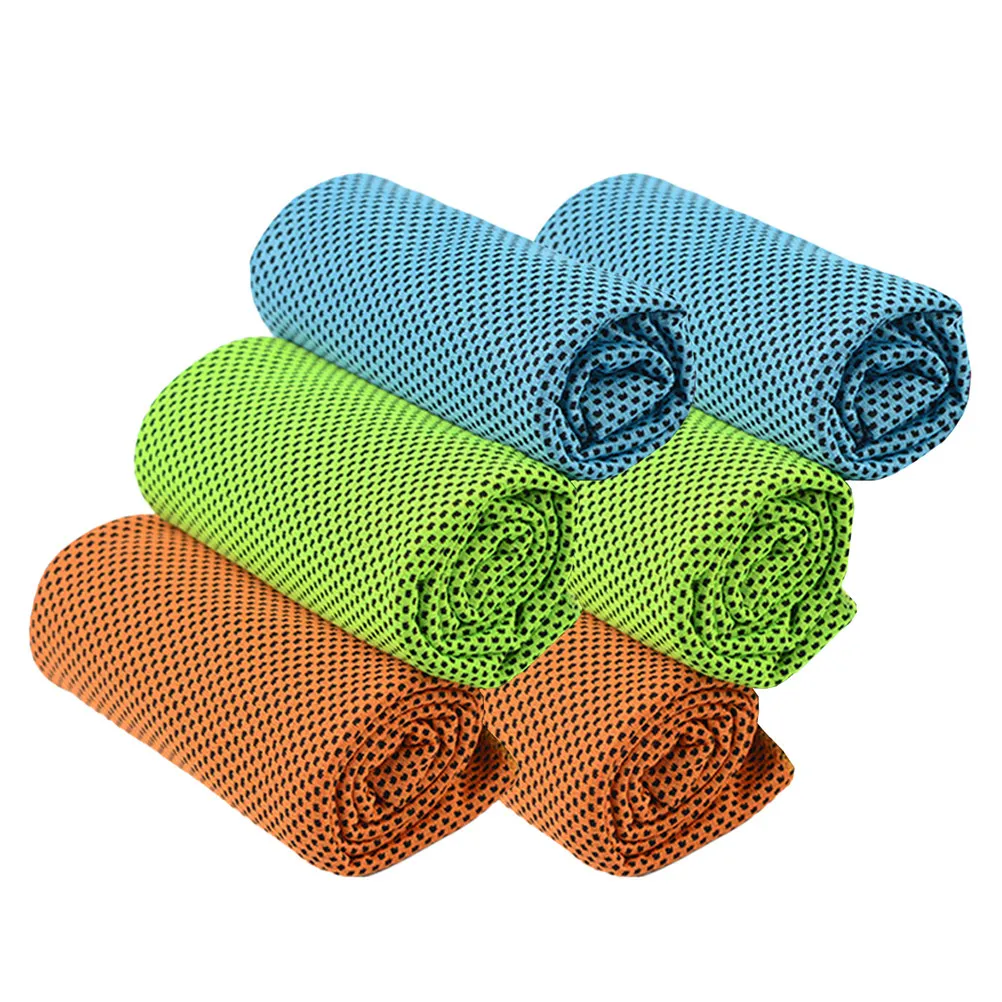 1Set Cool Towel Polyester Cooling Sports Towel Sweat Absorption Fast Heat Dissipation 3 Colors for Gym Field Playground