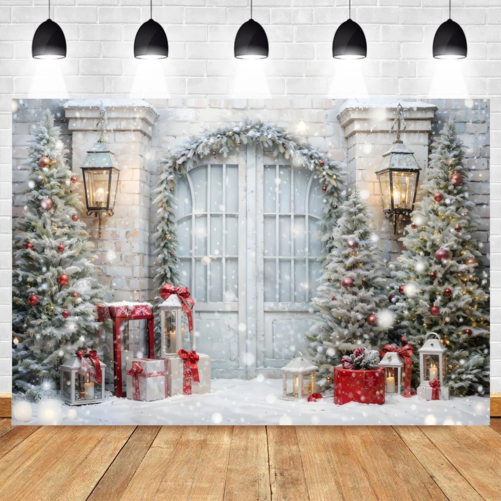 Christmas Photography Backdrop Winter Window Fireplace Xmas Tree Gifts Family Party Kids Portrait Background Decor Photo Studio