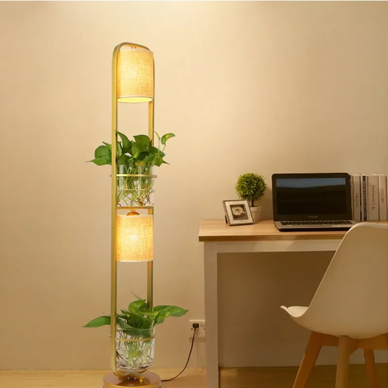 

Modern decorative plant flower floor lamp fabric lampshade glass learning desk floor lamp ac110v-220v