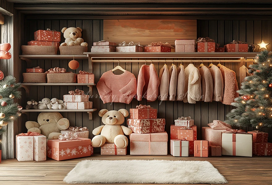 Fondo de armario rojo y blanco de Navidad para niños, pastel de bebé, accesorios de fotografía, fondos de estudio de cumpleaños para niñas y adultos