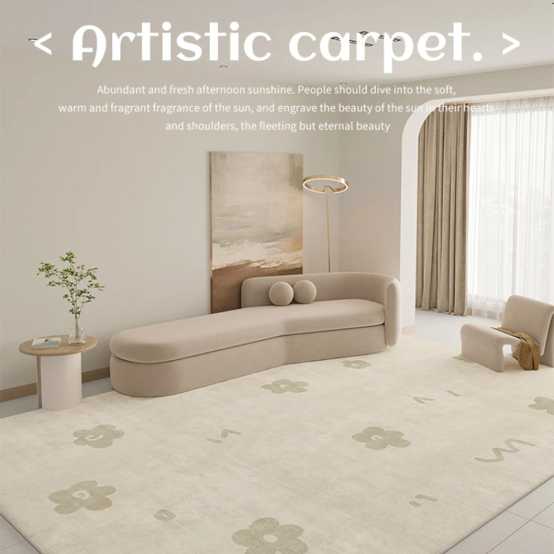 Modern Minimalist Wabisabi Style Large Area Living Room Carpet Soft and Dirtresistant Bedroom Carpets Light Luxury Washable Rug