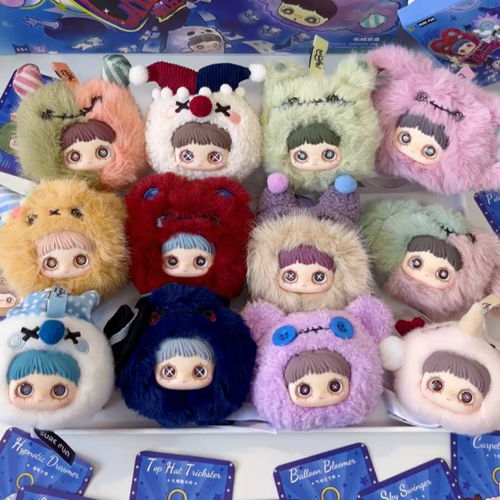 Boneka Plush Maymei Crazy Circus Blind Box Asli, Boneka Kawaii, Gantungan Tas Ransel, Mainan Koleksi untuk Anak Perempuan, Hadiah Anak, Gantungan Kunci Maymei