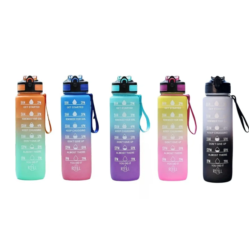 Gradient Color 1000ml Large Capacity Outdoor Sports Plastic Cup, Bouncing Suction Nozzle, Space Cup image 3