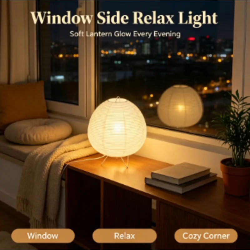 Creative Lantern Table Lamp LED Rice Paper Lights for Living Room Bedroom Bedside Study Homestay Hotel Cafe Reading Art Decor