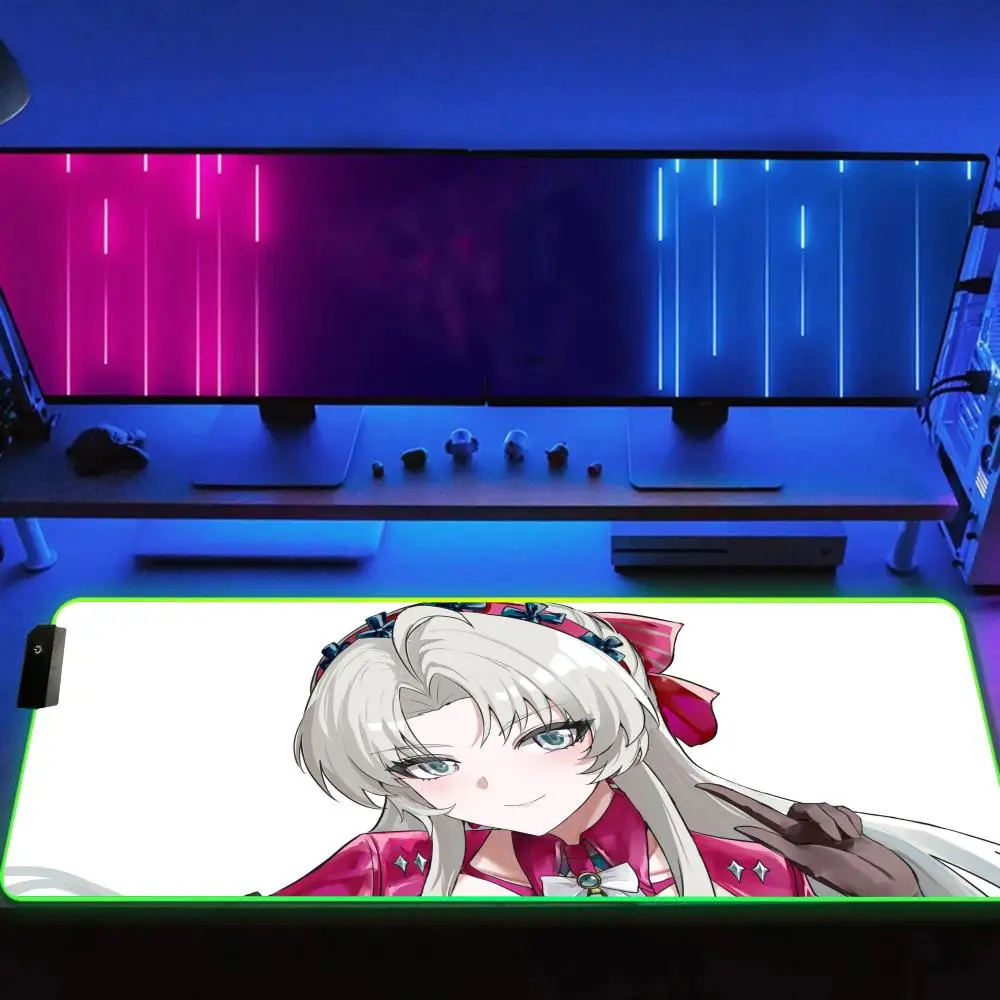 

Carlotta Wuthering Waves Mouse Pad Extended Pad RGB Rubber Kawaii Cute Deskmat Mouse Grande LED Keyboard Mat