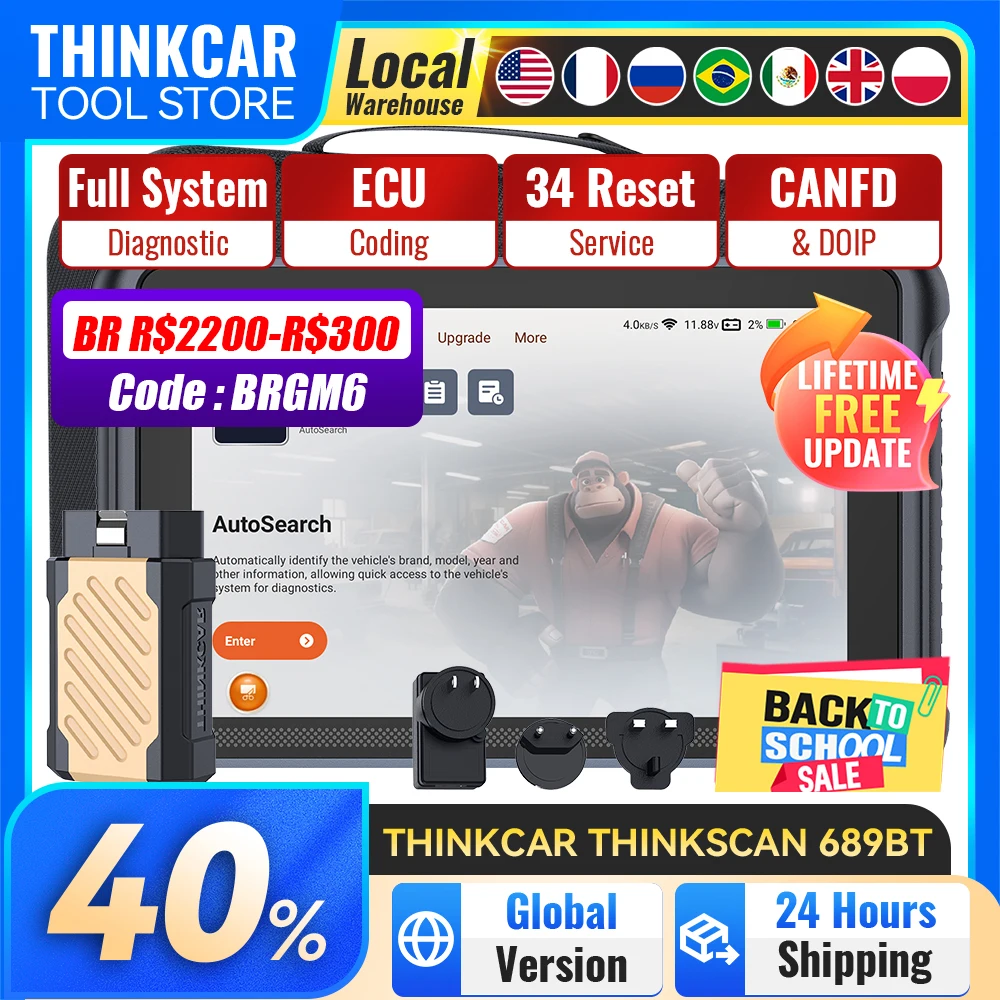 THINKCAR Thinkscan 689BT Diagnosegerät Vollsystem-Automobilscanner Lebenslange Kostenlose Unterstützung ECU-Codierung CANFD DOIP Scan-Tools