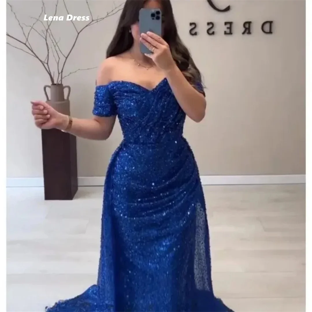 Pearl Evening Dresses Woman Elegant Luxury Evening Dress 2024 Off the Shoulders Shiny Party Dress for Wedding Fish Tail Gala