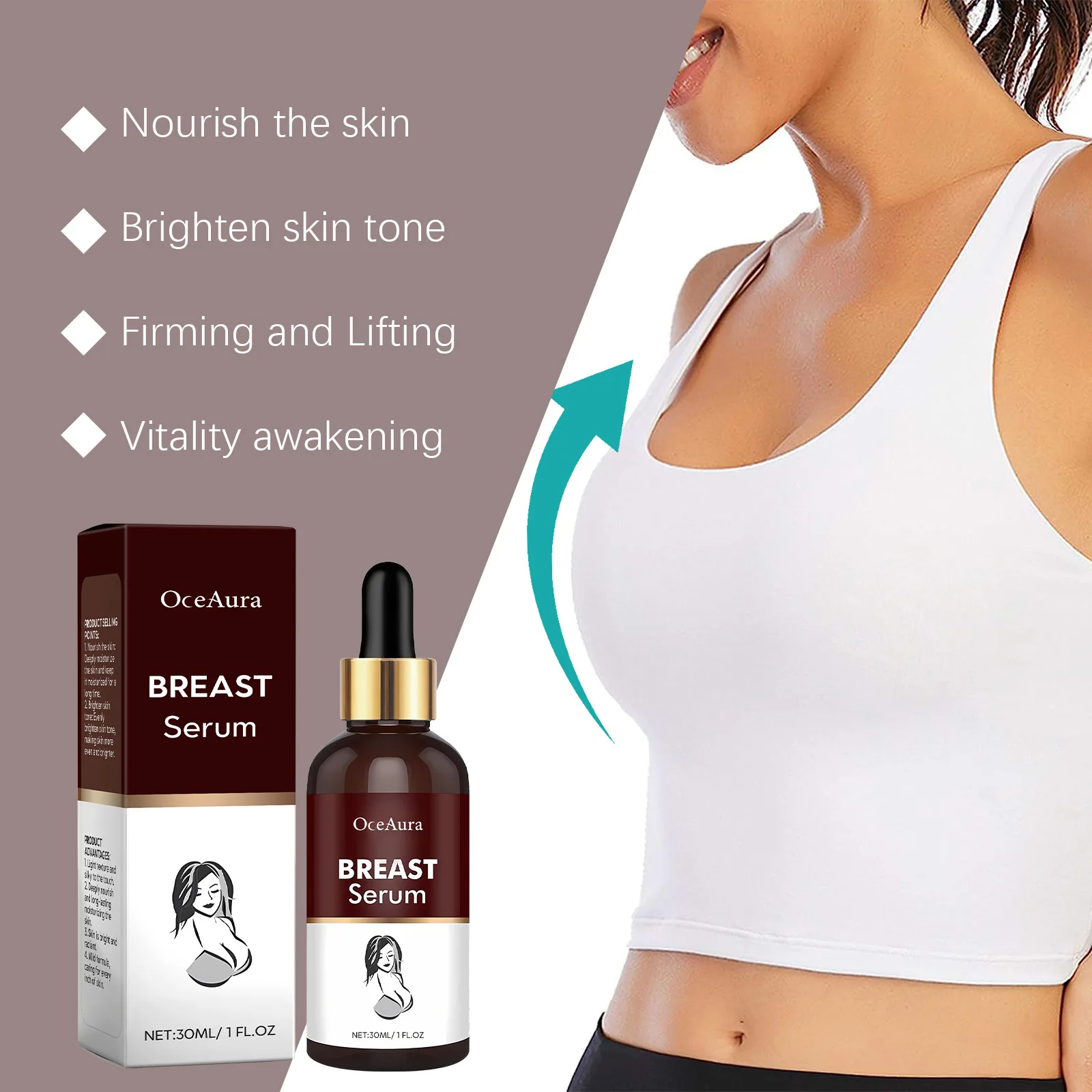OCEAURA Chest Growth Lotion Rapid Growth Lift Firm Improve Sagging Enhance Resilienc Equick Absorption Plump Sexy Breast Lotion