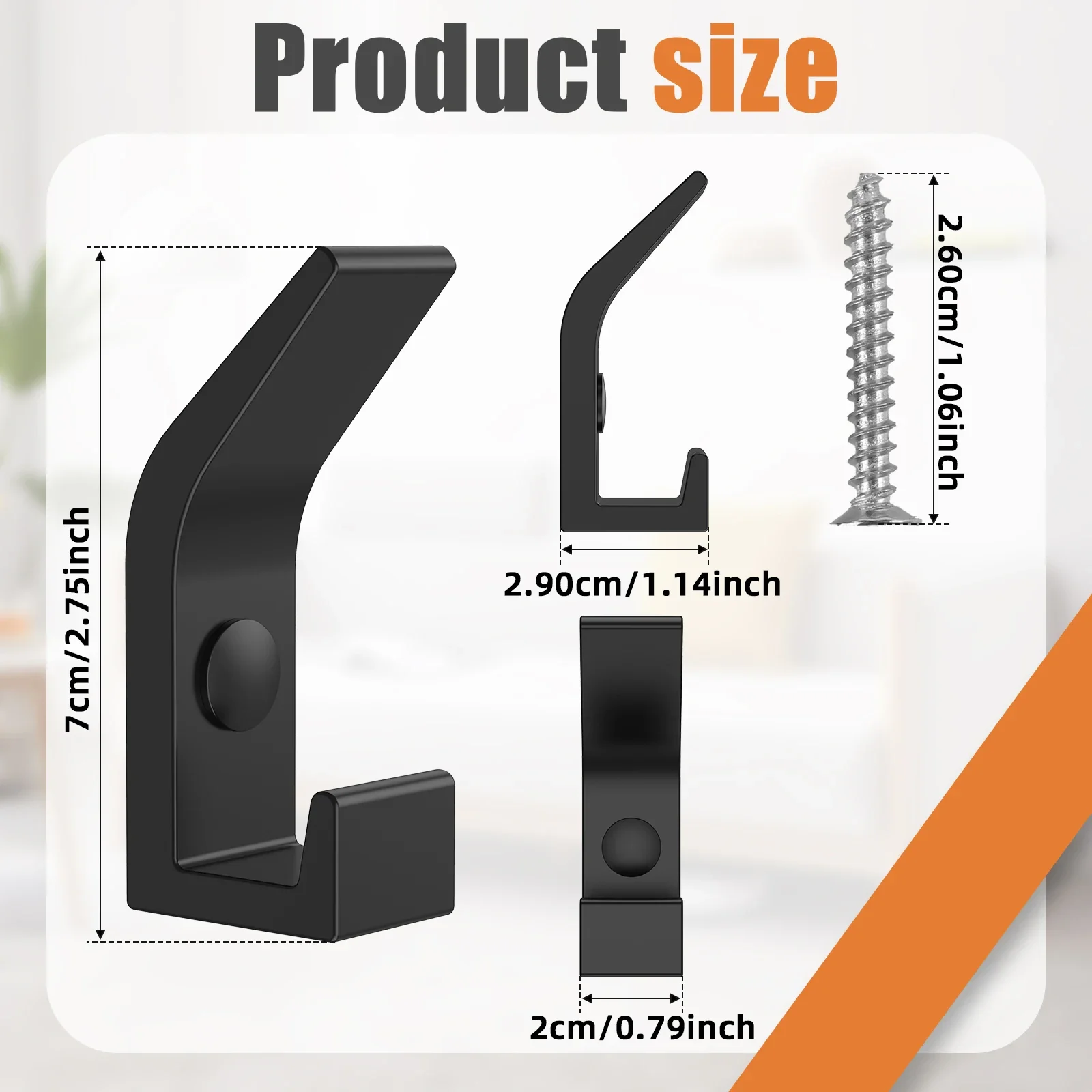 

6PCS Heavy Duty Hook 22lbs Load Capacity Space Aluminum Towel Hook Clothes Coat Hook for Bathroom Kitchen Bedroom