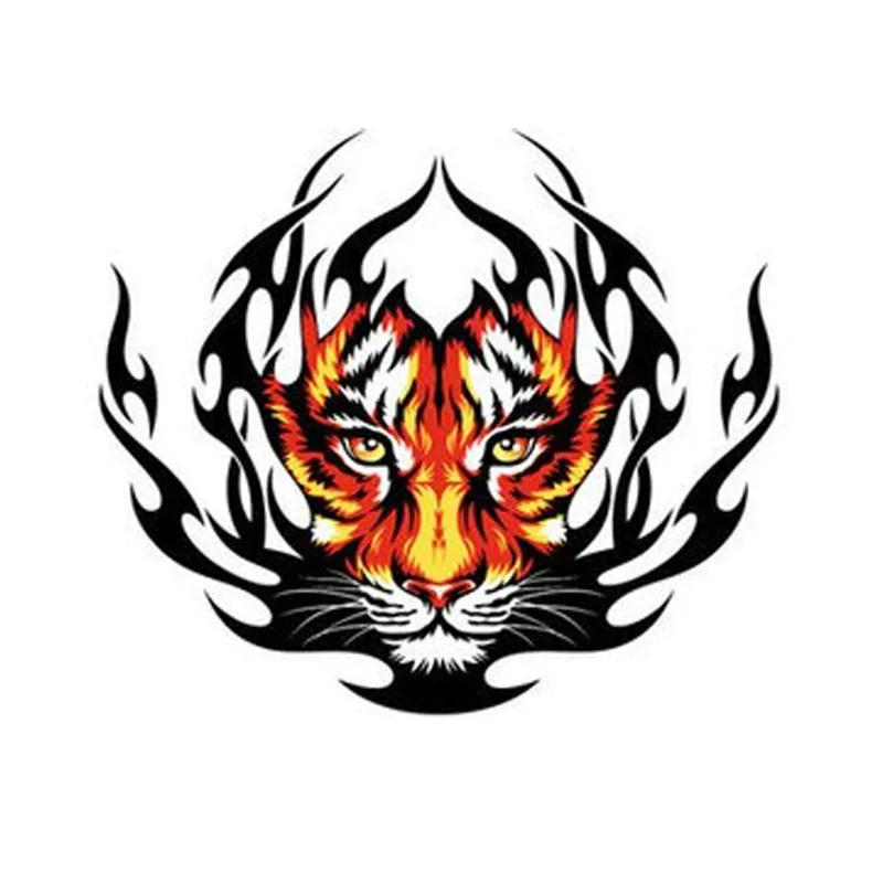 RuleMyLife  15CM*12.9CM Funny Tiger Flame Decal PVC Motorcycle Car Sticker 11-00598