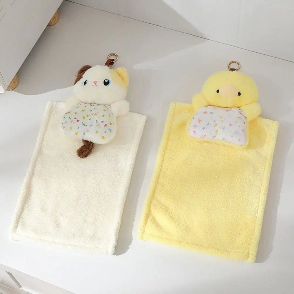 Cleaning Rag Cartoon Hanging Hand Towel Absorbent Cleaning Hand Cloth Cat Snow Man Handkerchief for Kitchen Bathroom