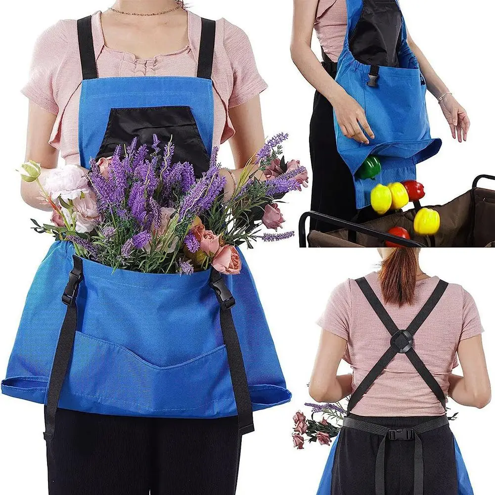 Outdoor Picking Large Pocket Apron Gardening Quick Release Harvest Apron Backpack Tool Apron Picking Bag