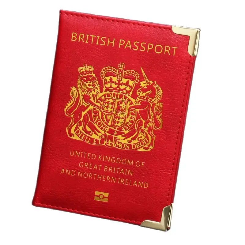 Leather UK Passport Cover United Kingdom Travel Document Protective Case ID Card Holder for Great Britain British Men and Women