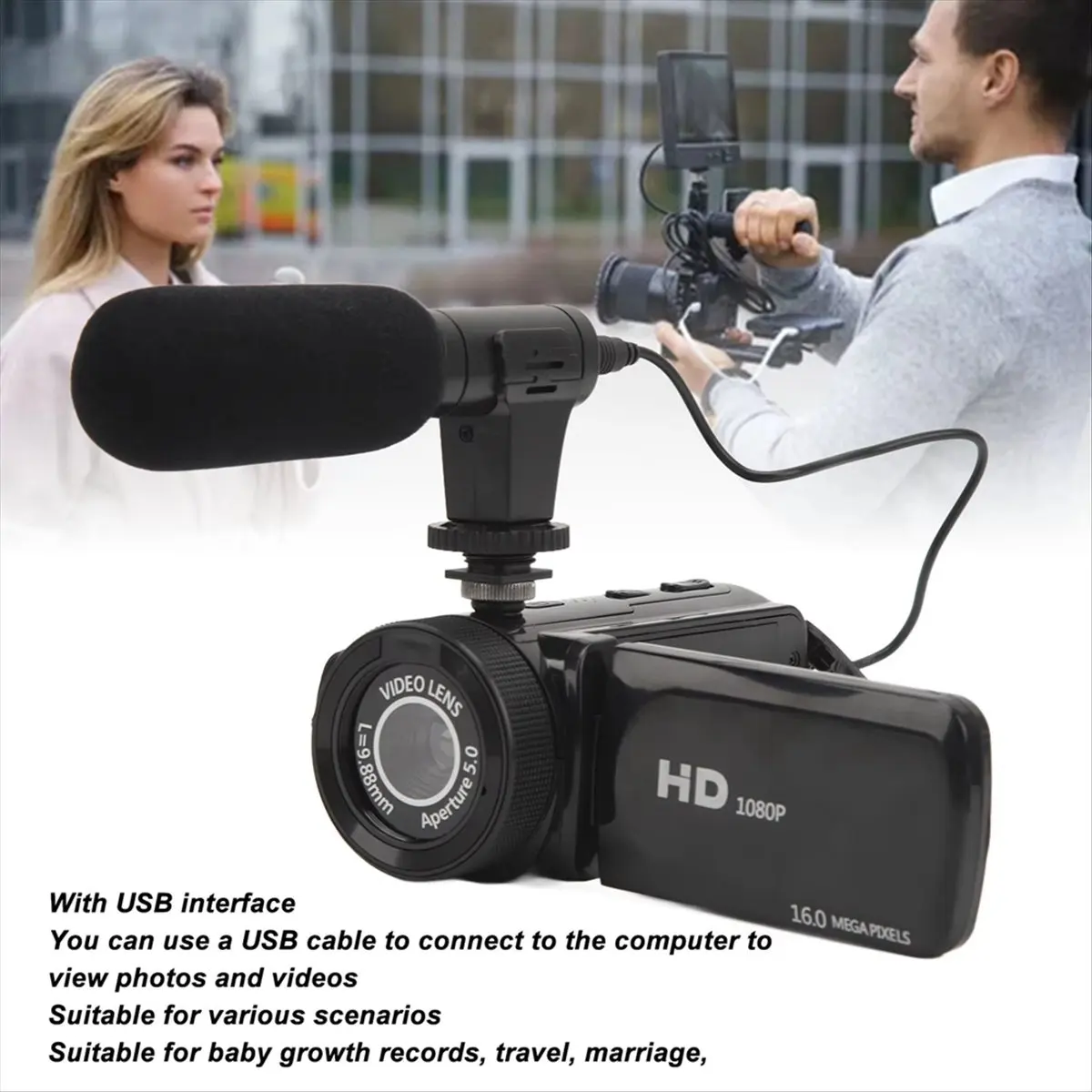 A26Z New Video Camera Camcorder Supporting Stereo Recording 2.4 Inch IPS USB Interface Digital Camera Recorder for Travel