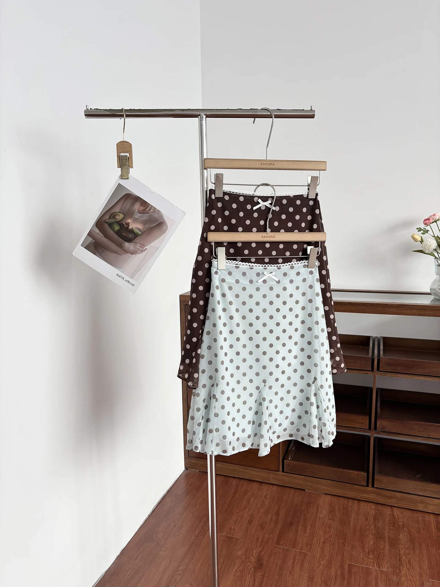 Brown Polka Dot A-Line  Skirt Women's High Waist Summer New Style Bodycon Fish Tail Skirt for Young Girls Polyester Fiber