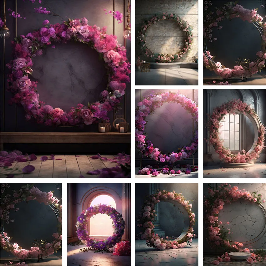 Mehofond Photography Background Retro Room Pink Floral Rings Adult Birthday Wedding Maternity Portrait Decor Backdrop Photo Stud