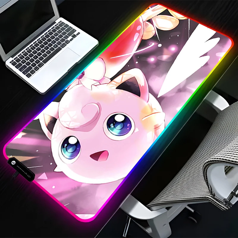 RGB LED ماوس الوسادة المطاط ماوس ملحقات ألعاب الكمبيوتر لوحة المفاتيح مكتب عدم الانزلاق P-البوكيمون Jigglypuff مكتب ماوس حصيرة