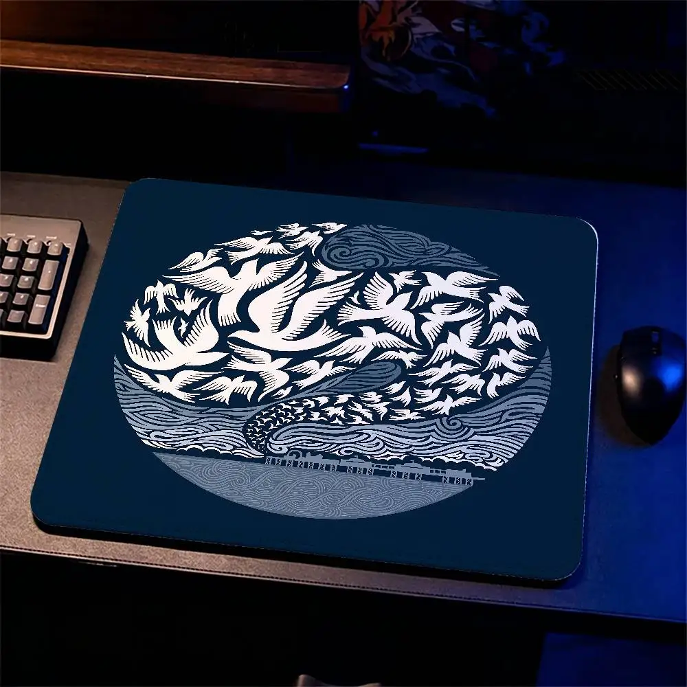 

Flying Birds Mouse Pad Abstract Ocean Wave Art Desk Mat Aesthetic mousepad Minimalist Keyboard Pad Gaming Office Desk Decor