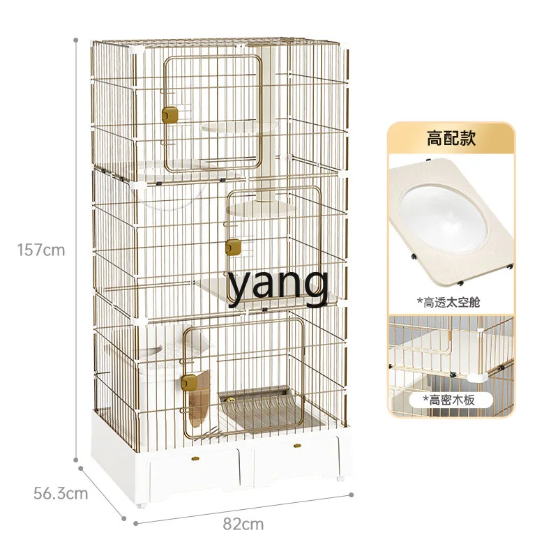 Yjq Cat Cage Super Large Free Space Cat Villa with Toilet Integrated Home Indoor with Litter Box Houses