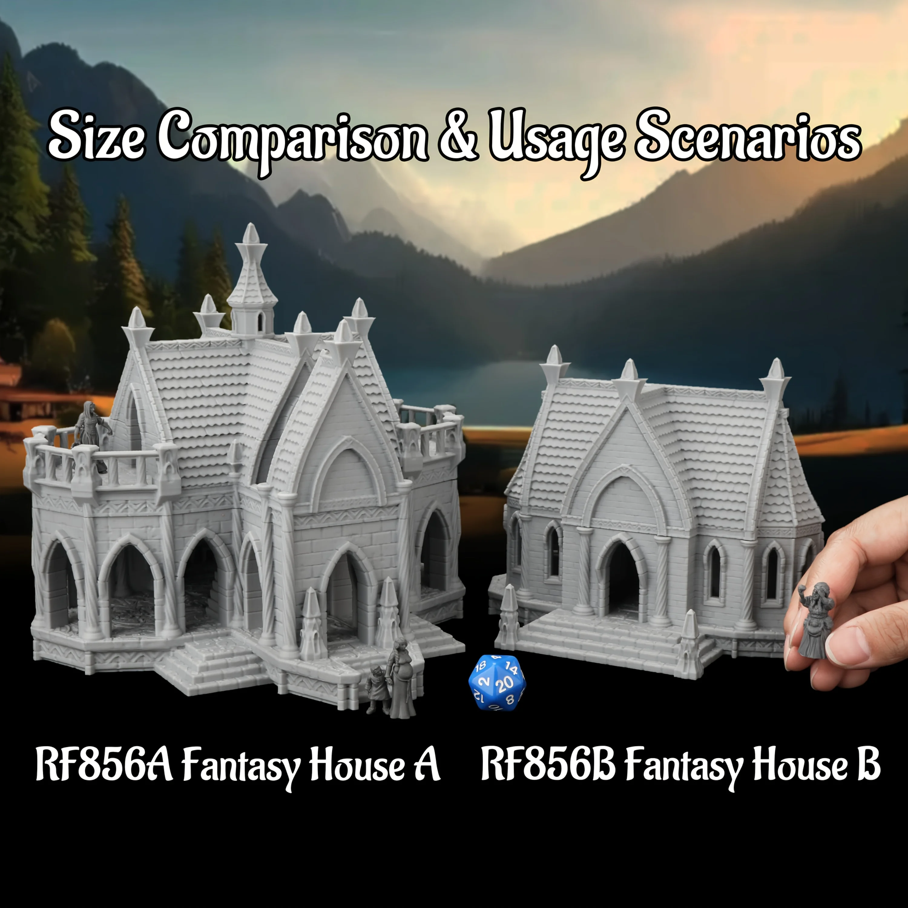 Fantasy House Miniature Terrain Set for Tabletop RPGs, Works with Various TTRPG Tabletop Role Playing Game Systems