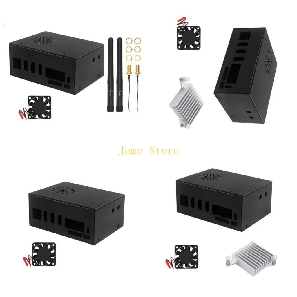 

LX0B Efficient Metal Heat Sink Box Aluminum Passive Cooling Case Shell Enclosure For Pi 5 Long Time Use