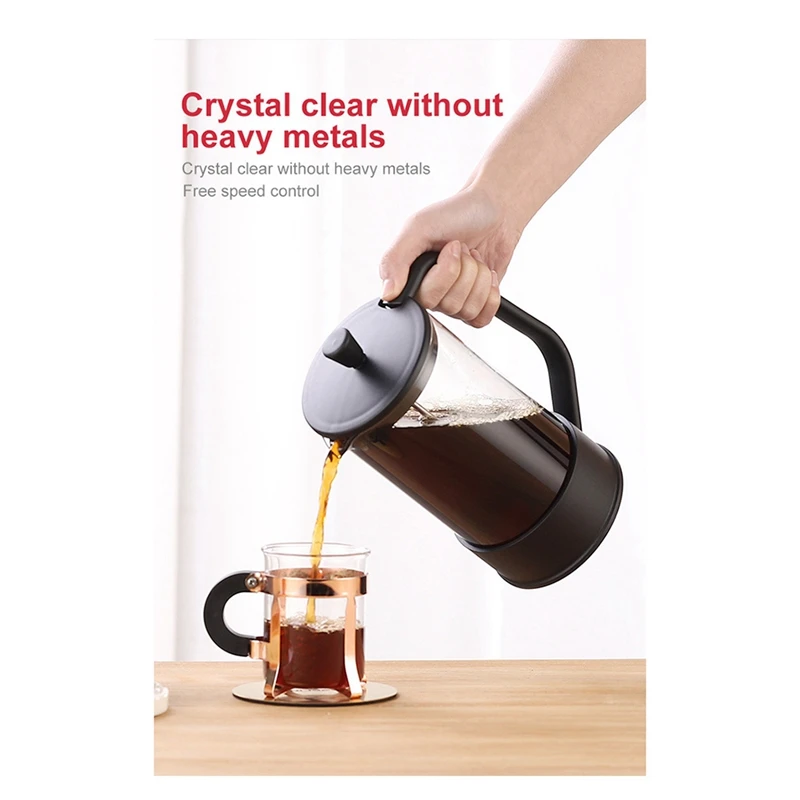 Smart-1000ML 1L 家庭用ハンドパンチポットシンプルな圧力ポットコーヒー醸造ポットフレンチフィルター茶醸造コーヒーポット