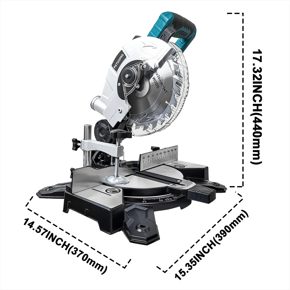 PATUOPRO Brushless Electric Miter Saw  Angle Adjustable 8 Inch Cordless Aluminum Metal Cutter Power Tool For Makita 18V Battery