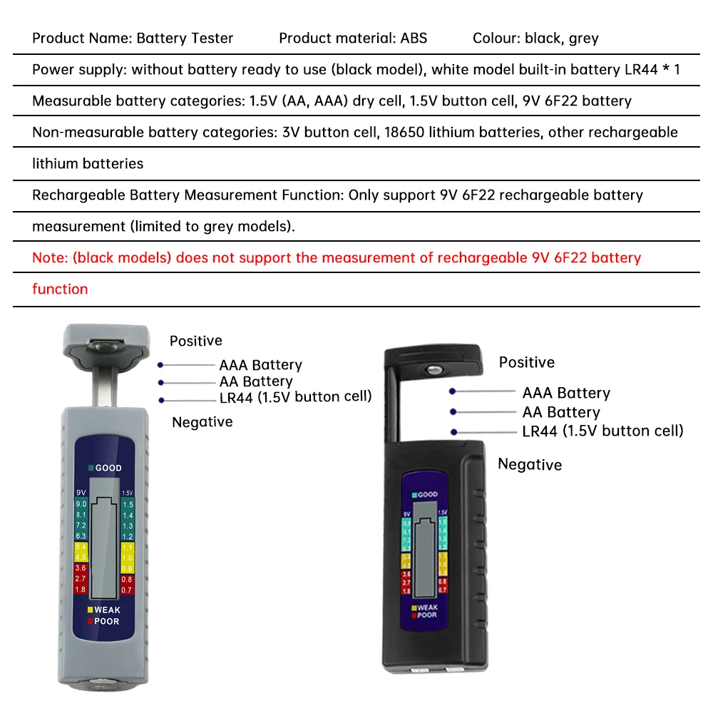 New Universal For AAA AA Button Cell Battery Capacitance Diagnostic Tool Digital Battery Tester LCD Display Battery Tester