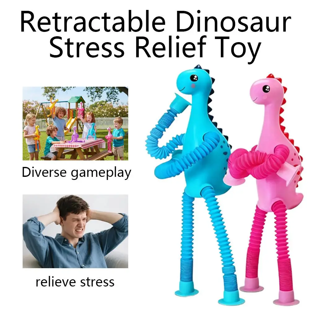 DIY Tube Dinosaur Sensory Toys Suction Cup Bellows Toy Decompression Pipe Autism ADHD Fidget Toys for Kids Toy