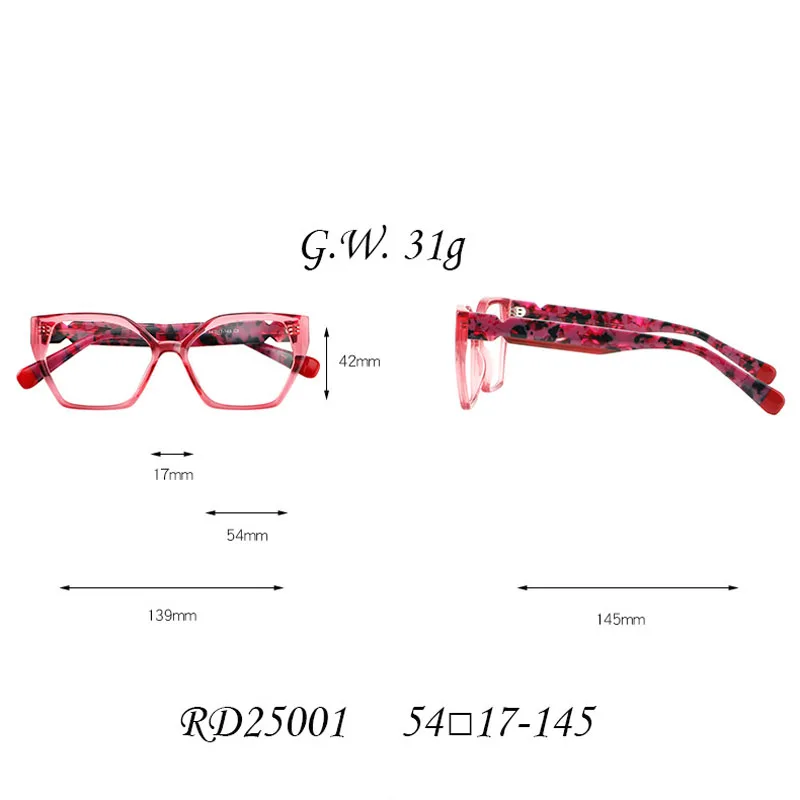 Gafas de ojo de gato elegantes para mujer, anteojos de lectura elegantes, montura personalizable, rojo, Morado, rosa, marrón