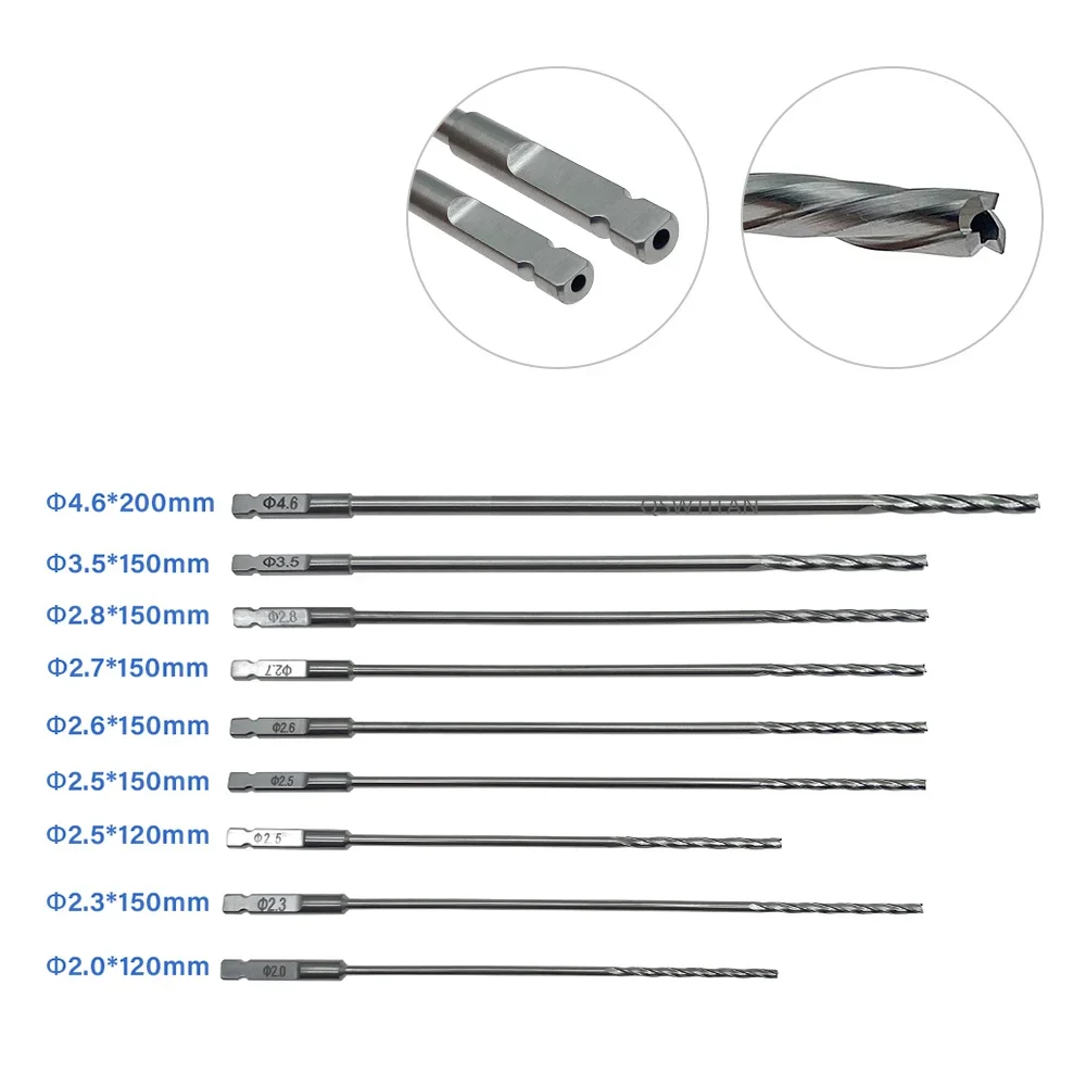 1 buah mata bor canulated AO Stainless Steel, instrumen Orthopedic Edik, mata bor Hollow