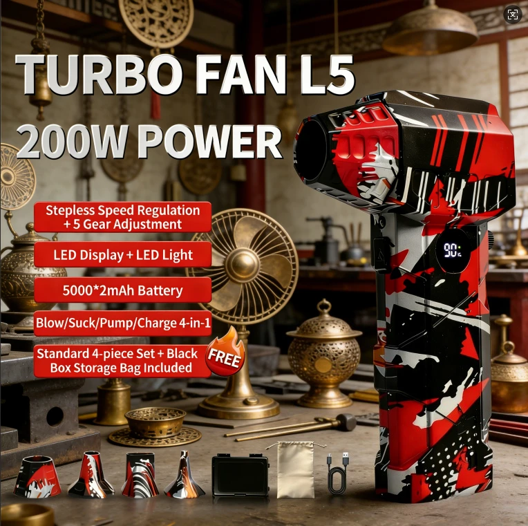 

ProPower L5 Turbo Jet Fan Air Blower 150000RPM Type-C Rechargeable Handheld Dry Blower Multi-Scene Dust Removal Cleaning Tool