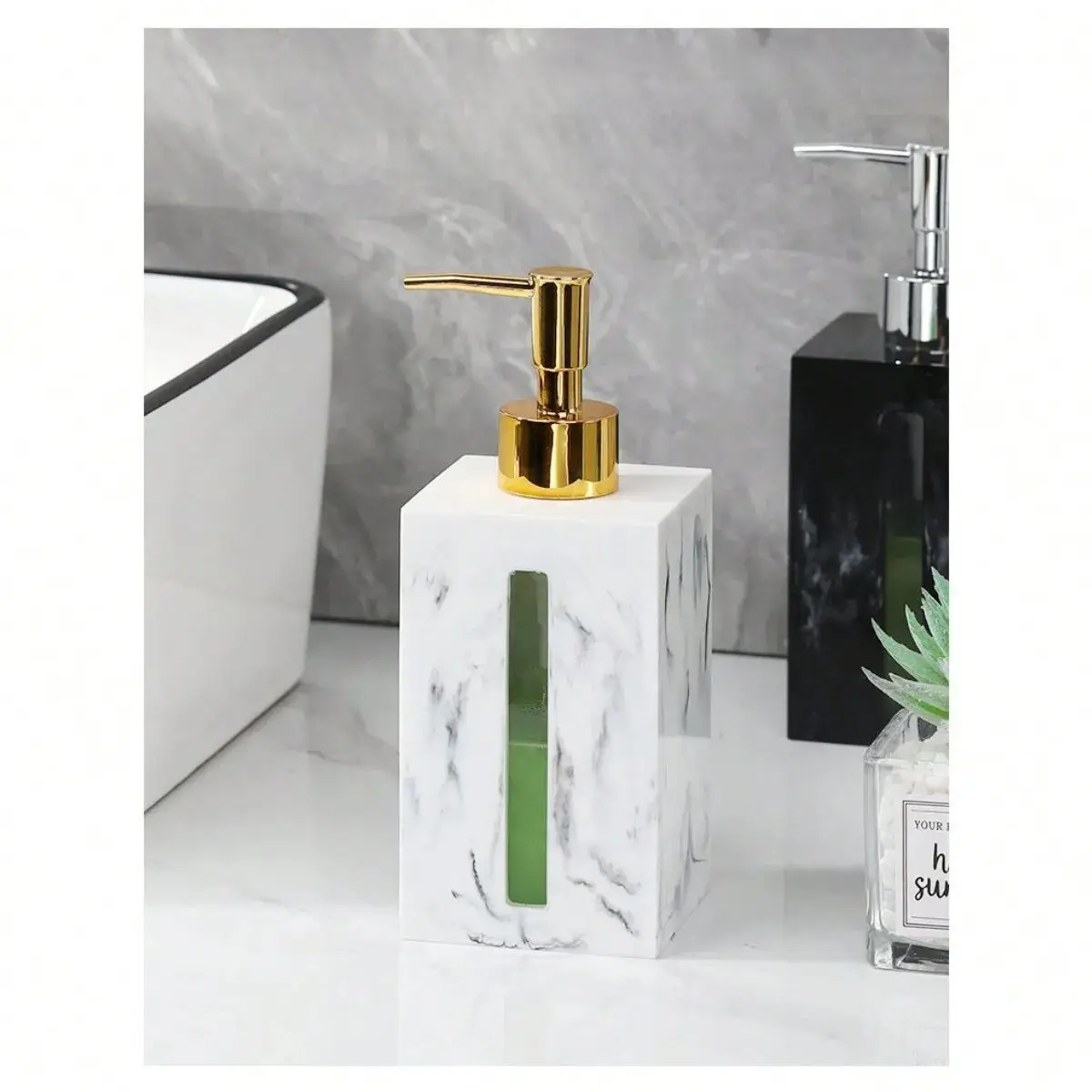 Large Capacity 500ml Refillable Resin Soap Dispenser With Gold Pump For Hotel Guest House Kitchen Bathroom Home Decor Accessorie