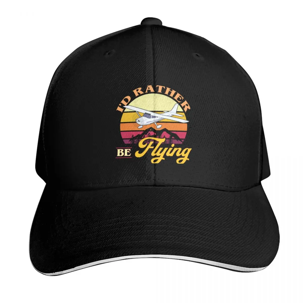 I'd Rather Be Flying Baseball Cap Adjustable Buckle Closure Moisture Wicking Quick Dry Curved Brim Classic Fit