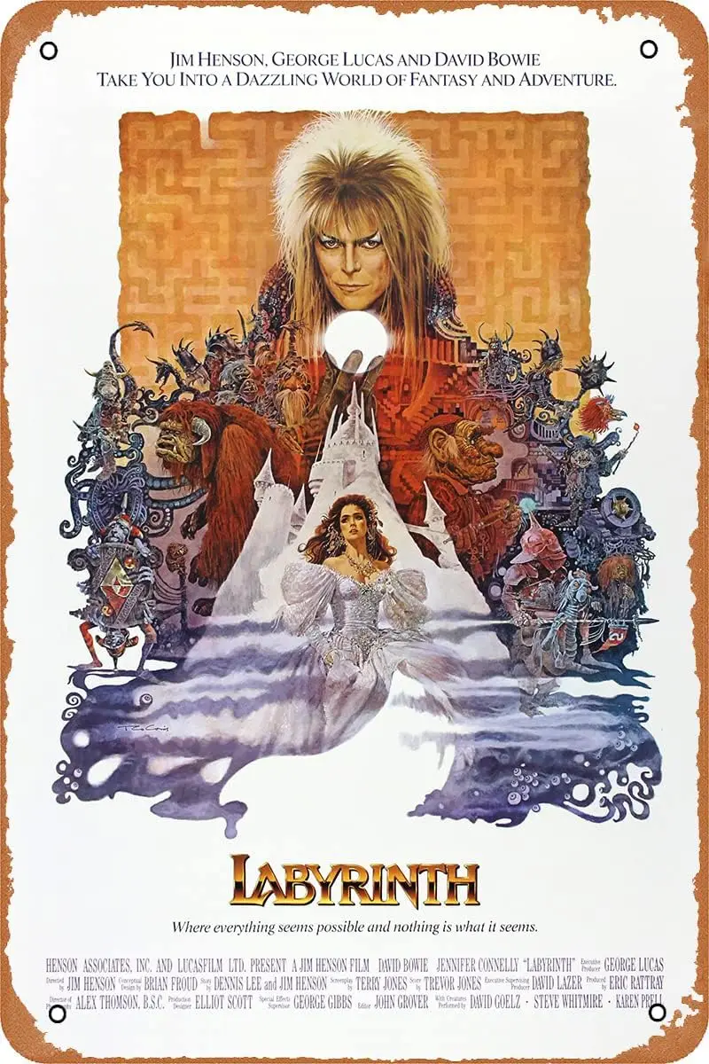 YAPJIGM Movie Labyrinth Poster Retro Metal Sign for Cafe Bar Pub Office Garage Home Wall Decor Gift Vintage Tin Sign 12 X 8 inch