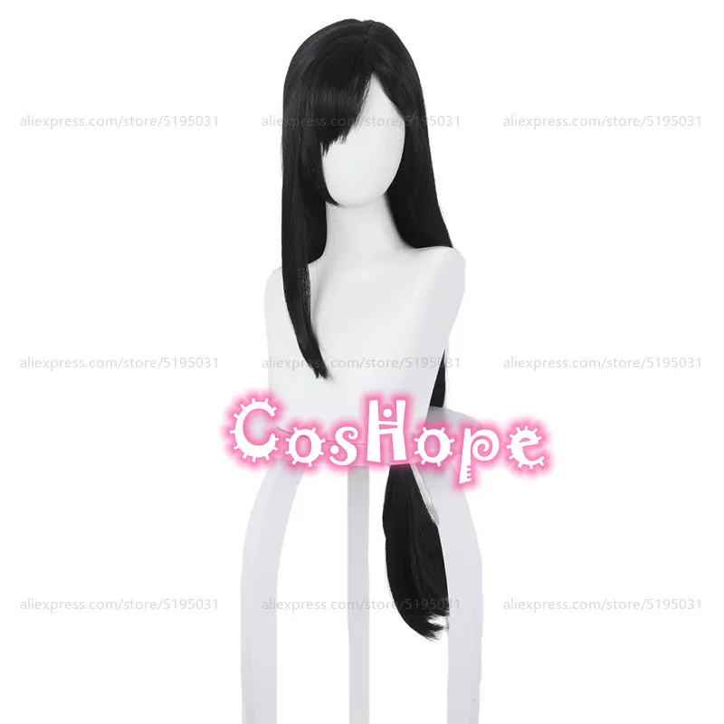 Tifa Lockhart Cosplay Wig 90cm Long Unisex Straight Black Wig Cosplay Anime Cosplay Wigs Heat Resistant Synthetic Wigs