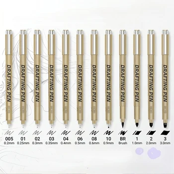 1/6/9/12 Pcs Manga Black Fineliner Marlers Various Pen Nibs For Sketch Architectural…