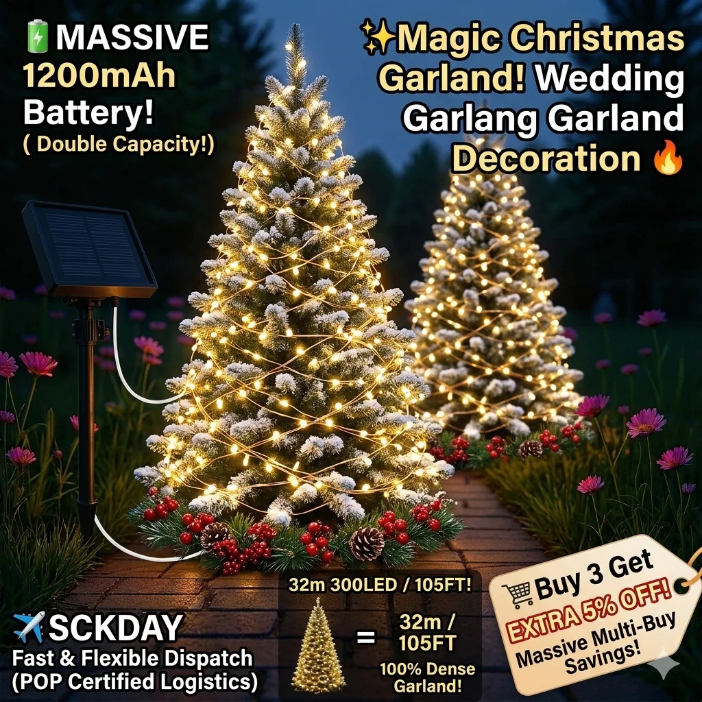 

Солнечная гирлянда-фея 100/300 LED, 12/32 м, на медной проволоке, для Рождества, свадьбы, праздников, вечеринок, украшения сада, уличная лампа