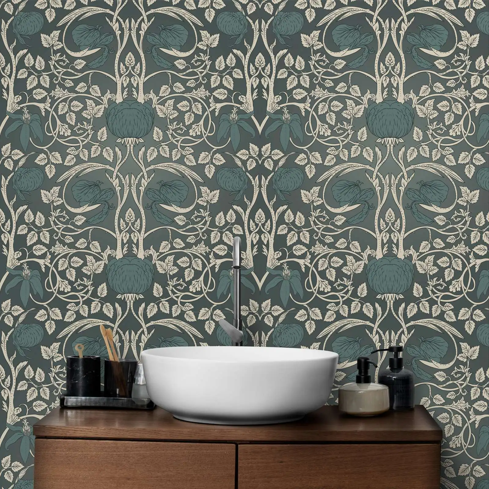 

Baroque Damask Pattern Wallpaper Peel and Stick , Delicate Shading Elegant Patterngray Wall Mural ,Abstract Grey Wall Paper