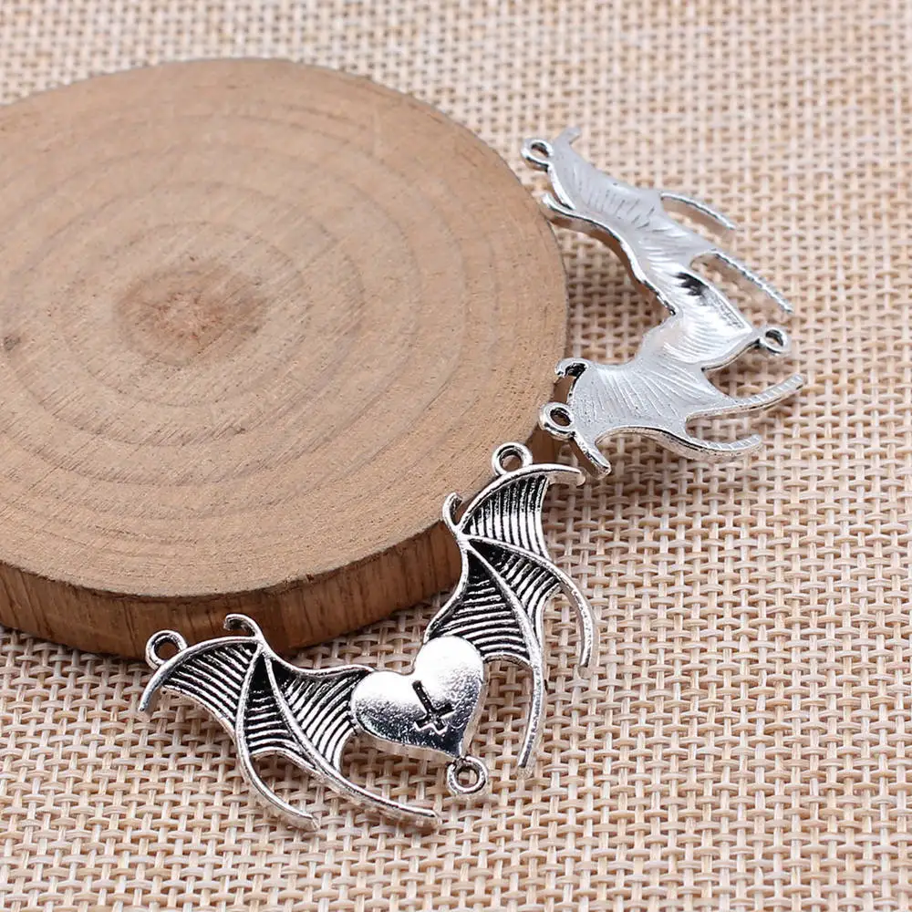 

Pendant Cross Heart Bat Wing Connector Jewelry 41x26mm 5pcs