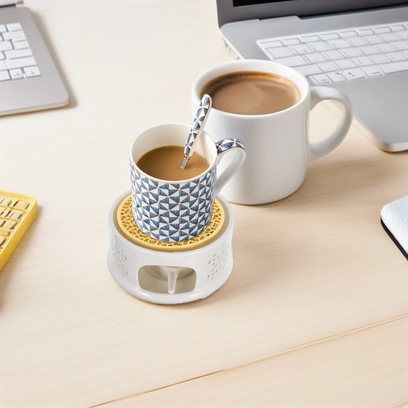 

Ceramic Tea Warmer Holder Spoon Lid Stable Base Glass Teapot Heater for Coffee Milk Tea Stove Glass Teapot Warmer