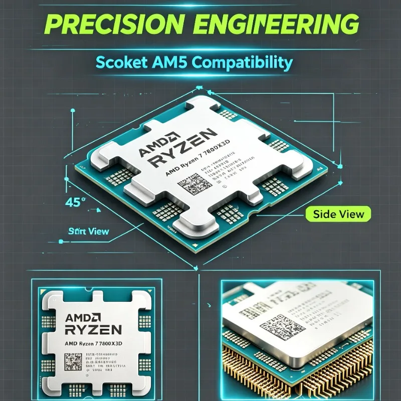 7800X3D AMD Ryzen 7 Desktop Processor 96MB L3 Cache 8C16T 5nm 4.2GHz 120W Socket AM5 DDR5 CPU Without Cooling Fan Fit B650